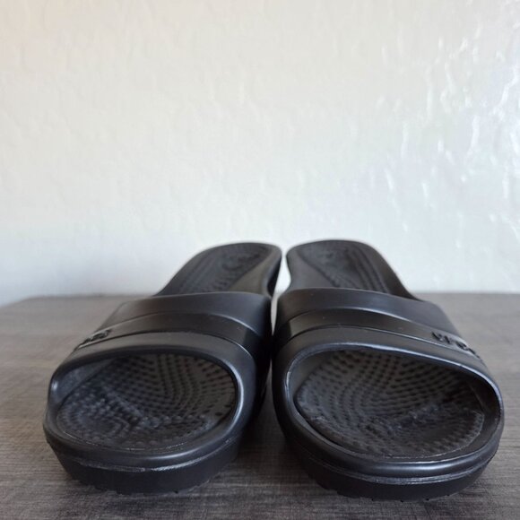 Crocs Kadee Slip-On Heeled Wedge Sandals Black Size Women's 8 Open Toe Comfort - Picture 2 of 10